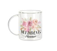Fabulous Mug Verre Double Paroi - Wedding Planner Wedding Bride Watercolor Bouquet - Tasse a Cafe et The Isotherme 330ml Effet Suspendu Anti-Brulure Imprime en France