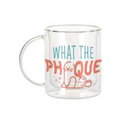 Fabulous Mug Verre Double Paroi - What the Phoque Jeu de Mot Anglais Humour Animaux - Tasse a Cafe et The Isotherme 330ml Effet Suspendu Anti-Brulure Imprime en France