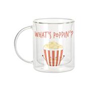 Fabulous Mug Verre Double Paroi - What's Poppin ? Pun Food Street Food Snack Popcorn - Tasse a Cafe et The Isotherme 330ml Effet Suspendu Anti-Brulure Imprime en France