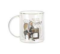 Fabulous Mug Verre Double Paroi - Where did all my money Goya Jeu de Mot Humour Art - Tasse a Cafe et The Isotherme 330ml Effet Suspendu Anti-Brulure Imprime en France