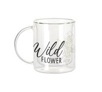 Fabulous Mug Verre Double Paroi - Wild Flower Plants Meadow Gardening Nature Boho - Tasse a Cafe et The Isotherme 330ml Effet Suspendu Anti-Brulure Imprime en France