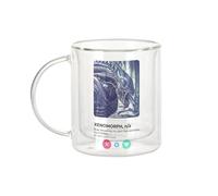 Fabulous Mug Verre Double Paroi - Xenomorph Alien Extraterrestrial Social Network Meeting Love - Tasse a Cafe et The Isotherme 330ml Effet Suspendu Anti-Brulure Imprime en France