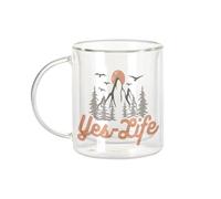 Fabulous Mug Verre Double Paroi - Yes Life Montagne Camping Nature Wildlife - Tasse a Cafe et The Isotherme 330ml Effet Suspendu Anti-Brulure Imprime en France