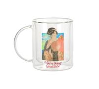 Fabulous Mug Verre Double Paroi - You're Doing Great Babe Collage Vintage Illustration Art Humour Parodie Geisha Japonaise Meme Millenials Zoomer - Tasse a Cafe et The Isotherme 330ml Effet Suspendu