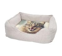 Fabulous Panier pour Chien et Chat Rembourré - Chat Brun Tigré Qui Parle Mignon Animaux - Lit Confortable avec Coussin Déhoussable et Lavable Couchage Moelleux Imprimé en France Base Antidérapante