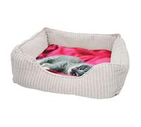 Fabulous Panier pour Chien et Chat Rembourré - Chaton Gris Mignon Drap Rouge - Lit Confortable avec Coussin Déhoussable et Lavable Couchage Moelleux Imprimé en France Base Antidérapante