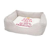 Fabulous Panier pour Chien et Chat Rembourré - Keep Calm and Be 100% Parodie Angleterre Fabuleuse - Lit Confortable avec Coussin Déhoussable et Lavable Couchage Moelleux Imprimé en France Base