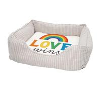 Fabulous Panier pour Chien et Chat Rembourré - Love Wins LGBTQ+ Gay Lesbian Pride Rainbow - Lit Confortable avec Coussin Déhoussable et Lavable Couchage Moelleux Imprimé en France Base Antidérapante
