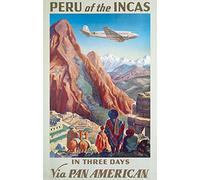 Fabulous Poster Affiche Peru Perou Incas Voyage Vintage Travel Plane Pan American(42x67cmB)