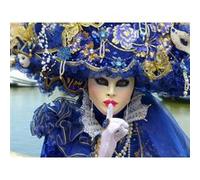 Fabulous Poster Affiche Carnaval de Venise Masque Blanc Costume Bleu