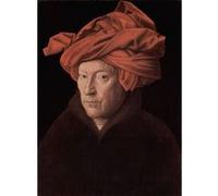Fabulous Poster Peinture de van eyck homme au turban rouge (61x61cm) Rouge G
