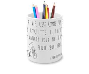 Fabulous Pot à Crayon en Céramique - Citations Célèbres Albert Einstein la Vie c'Est Comme une Bicyclette il Faut Avancer Pour ne Pas Perdre l'Équilibre - 325 ml