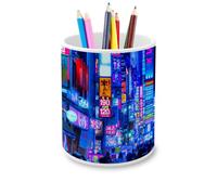 Fabulous Pot à Crayon en Céramique - Japon Tokyo Nuit Ville Decoration Lumiere - 325 ml