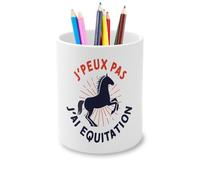 Fabulous Pot à Crayon en Céramique - J'Peux Pas J'ai Equitation Cheval Poney Dressage - 325 ml