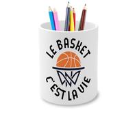 Fabulous Pot à Crayon en Céramique - Le Basket c'est la Vie Sport Basketball Ballon - 325 ml