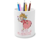 Fabulous Pot à Crayon en Céramique - Mi-Fée Mi-Princesse Dessin Original Illustration - 325 ml