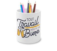 Fabulous Pot à Crayon en Céramique - Tout Travail mérite sa Bière Humour Alcool - 325 ml