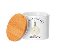 Fabulous Pot en Céramique avec couvercle Bambou - C'est pas tes Oignons Expression Légume - 473 ml (16 oz) - Bocal