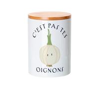 Fabulous Pot en Céramique avec couvercle Bambou - C'est pas tes Oignons Expression Légume - 739 ml (25 oz) - Bocal