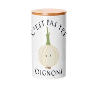 Fabulous Pot en Céramique avec couvercle Bambou - C'est pas tes Oignons Expression Légume - 887 ml (30 oz) - Bocal à ustensiles