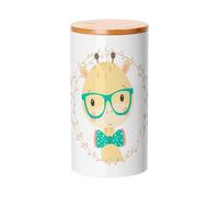 Fabulous Pot en Céramique avec couvercle Bambou - Girafe Hipster Mignon Dessin Illustration Originale - 887 ml (30 oz) - Bocal à ustensiles