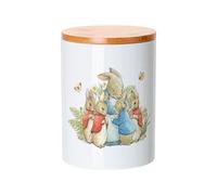 Fabulous Pot en Céramique avec couvercle Bambou - Petter Rabbit Et Sa Maman Illustration Enfant Beatrice Potter - 739 ml (25 oz) - Bocal