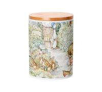 Fabulous Pot en Céramique avec couvercle Bambou - Petter Rabbit Pierre Lapin Jardin Illustration Enfant Beatrice Potter - 739 ml (25 oz) - Bocal