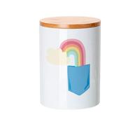 Fabulous Pot en Céramique avec couvercle Bambou - Poche Surprise Arc-en-Ciel Bonheur Mignon Dessin - 739 ml (25 oz) - Bocal