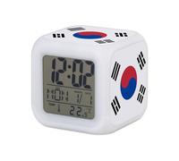 Fabulous Réveil Cube Lumineux Blanc - Drapeau Coree du Sud Football Sport Equipe Nationale - 7,8 x 7,8 x 7,8 cm - Retro Éclairage Multicolore LED