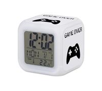 Fabulous Réveil Cube Lumineux Blanc - Game Over Retro Gaming Jeux Video Manette Console - 7,8 x 7,8 x 7,8 cm - Retro Éclairage Multicolore LED