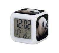 Fabulous Réveil Cube Lumineux Blanc - Gros Plan De Bebe Panda/Vie Sauvage/Bebe Animaux - 7,8 x 7,8 x 7,8 cm - Retro Éclairage Multicolore LED