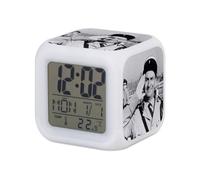 Fabulous Réveil Cube Lumineux Blanc - Louis De Funès Acteur Français Photo de Star Célébrité Vieux Cinéma Original 3 Gendarmes - 7,8 x 7,8 x 7,8 cm - Retro Éclairage Multicolore LED