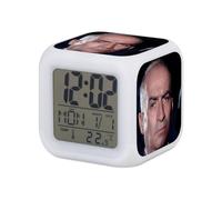 Fabulous Réveil Cube Lumineux Blanc - Louis De Funès Acteur Photo de Star Célébrité Français Vieux Cinéma Original 6-7,8 x 7,8 x 7,8 cm - Retro Éclairage Multicolore LED