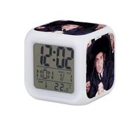 Fabulous Réveil Cube Lumineux Blanc - Louis De Funès Rabbi Jacob Acteur Français Photo de Star Célébrité Vieux Cinéma Original 5-7,8 x 7,8 x 7,8 cm - Retro Éclairage Multicolore LED