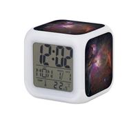 Fabulous Réveil Cube Lumineux Blanc - Nebuleuse d'Orion Espace Etoile Galaxie Astronomie - 7,8 x 7,8 x 7,8 cm - Retro Éclairage Multicolore LED