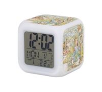 Fabulous Réveil Cube Lumineux Blanc - Petter Rabbit Pierre Lapin Jardin Illustration Enfant Beatrice Potter - 7,8 x 7,8 x 7,8 cm - Retro Éclairage Multicolore LED