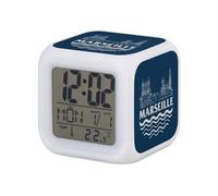 Fabulous Réveil Cube Lumineux Bleu - Marseille Minimalist France Ville Pastis Om - 7,8 x 7,8 x 7,8 cm - Retro Éclairage Multicolore LED