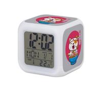 Fabulous Réveil Cube Lumineux Gris - Neko Ramen Japon Chat Illustration Design Japan Anime - 7,8 x 7,8 x 7,8 cm - Retro Éclairage Multicolore LED