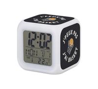 Fabulous Réveil Cube Lumineux Noir - J'Peux Pas J'Ai Basket Sport Basketball Panier - 7,8 x 7,8 x 7,8 cm - Retro Éclairage Multicolore LED