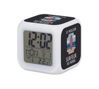 Fabulous Réveil Cube Lumineux Noir - Le Meilleur Surfeur du Monde Surf Vacances Plage Sport - 7,8 x 7,8 x 7,8 cm - Retro Éclairage Multicolore LED