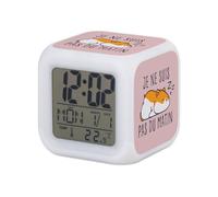 Fabulous Réveil Cube Lumineux Rose - Hamster Je ne suis Pas du Matin Animaux de Compagnie - 7,8 x 7,8 x 7,8 cm - Retro Éclairage Multicolore LED