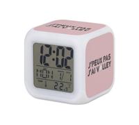 Fabulous Réveil Cube Lumineux Rose - J'Peux Pas J'Ai Volley Sport Beach Eté - 7,8 x 7,8 x 7,8 cm - Retro Éclairage Multicolore LED