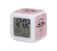 Fabulous Réveil Cube Lumineux Rose - on m'appelle l'Ovni Musique Jul Enfant - 7,8 x 7,8 x 7,8 cm - Retro Éclairage Multicolore LED