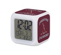 Fabulous Réveil Cube Lumineux Rouge - J'Peux Pas J'Ai Hockey Sport Canada Hiver - 7,8 x 7,8 x 7,8 cm - Retro Éclairage Multicolore LED