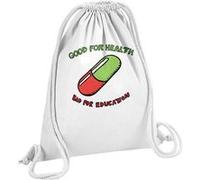 Fabulous Sac de Gym en Coton Blanc Akira Good For Health Bad For Education 12 Litres Blanc G