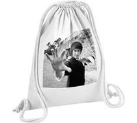 Fabulous Sac de Gym en Coton Blanc Bruce Lee Noir & Blanc Hong Kong 12 Litres Blanc G