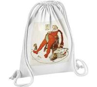 Fabulous Sac de Gym en Coton Blanc Burn Out Pere Noel Norman Rockwell 12 Litres Blanc G