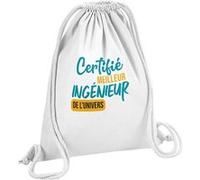 Fabulous Sac de Gym en Coton Blanc Certifié meilleur Ingenieur de l'univers 12 Litres Blanc G