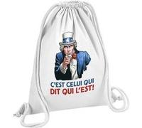 Fabulous Sac de Gym en Coton Blanc C'est Celui qui Dit qui l'Est 12 Litres Blanc G