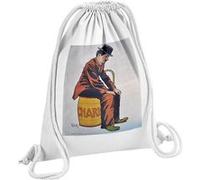 Fabulous Sac de Gym en Coton Blanc Charlie Chaplin Dessin Vintage 12 Litres Blanc G